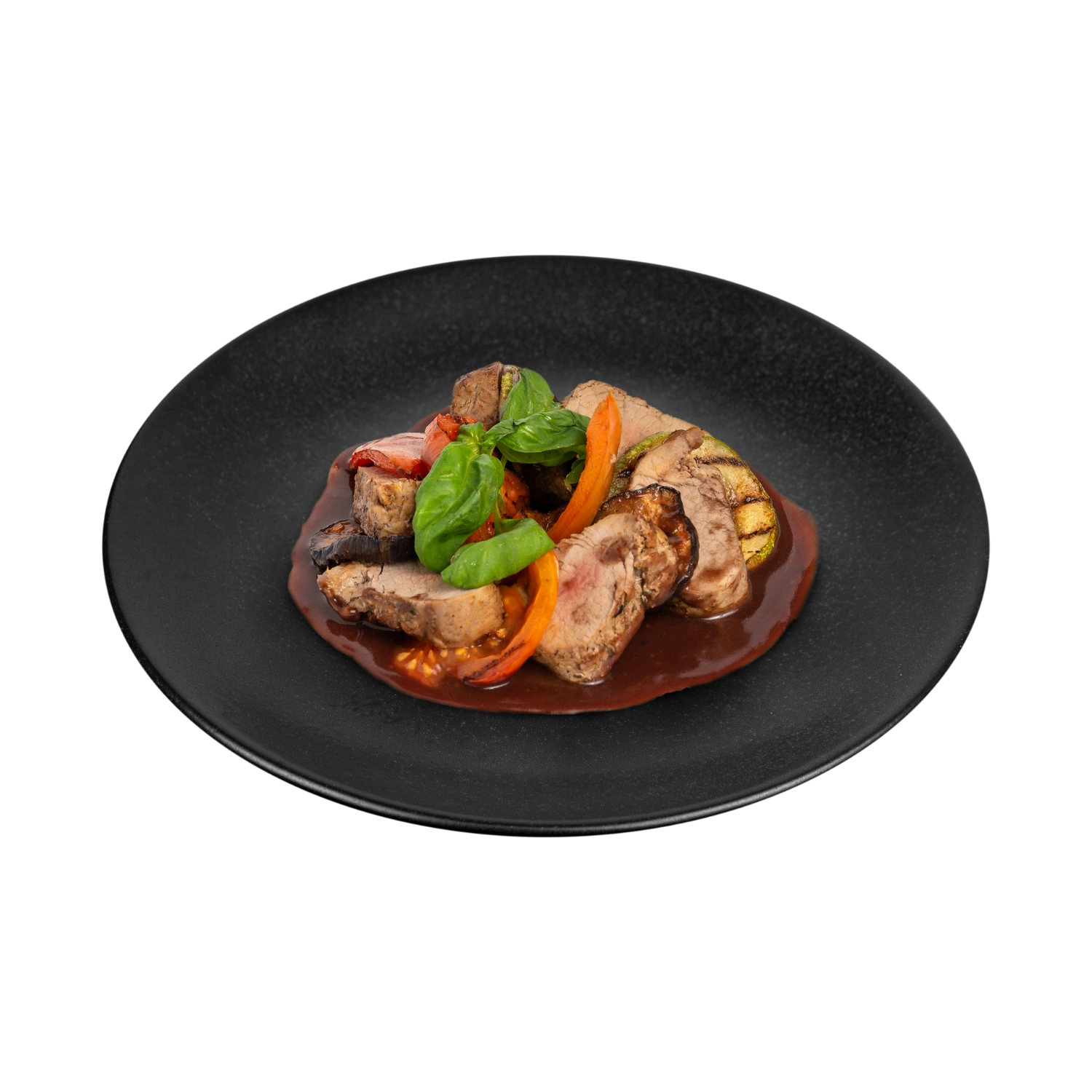 Тальятта зі свинної вирізки з овочами